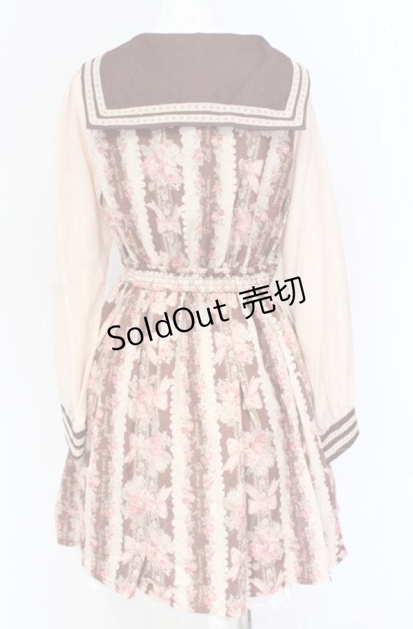 画像2: LIZ LISA / ストライプリボン柄ワンピース  ブラウン系 O-25-07-31-1099-LO-OP-OW-OS (2)