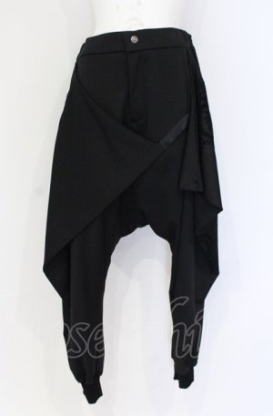 画像: Ozz conte / フロッキーサルエルパンツ  ブラック O-25-07-31-1210-OO-PA-IG-OS