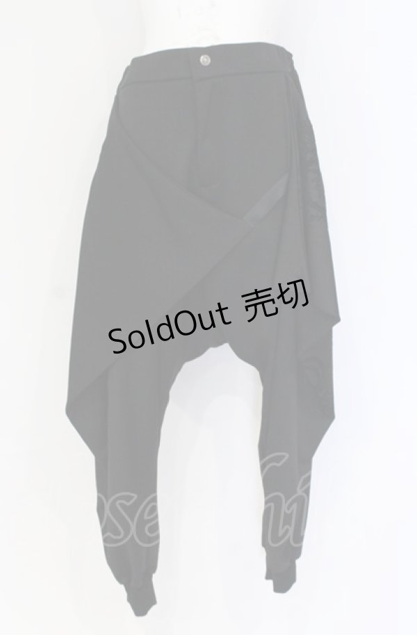 画像1: Ozz conte / フロッキーサルエルパンツ  ブラック O-25-07-31-1210-OO-PA-IG-ZS (1)