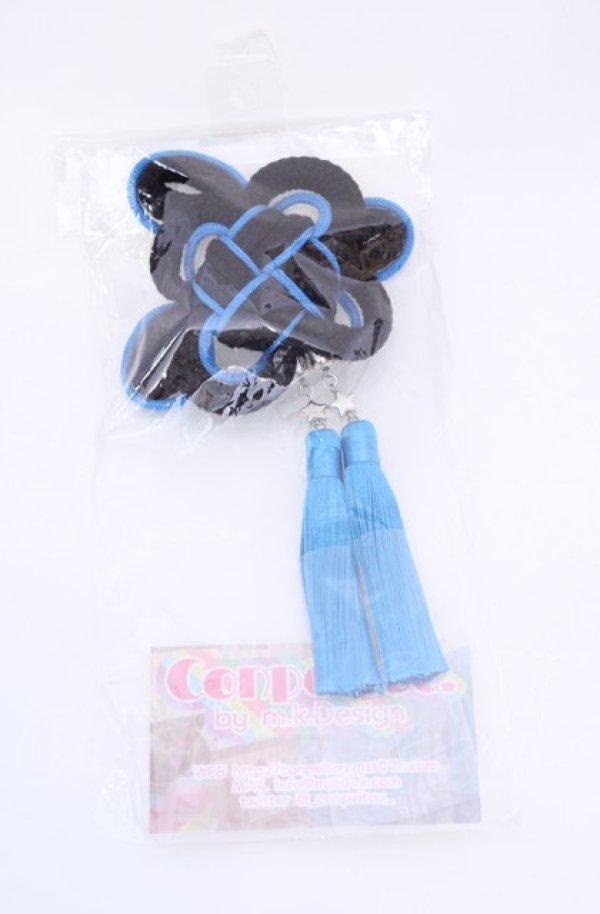 画像1: Conpeitou. / くみひもクリップ  ブルー×ブラック O-25-07-31-021-LO-AC-IG-ZT305 (1)