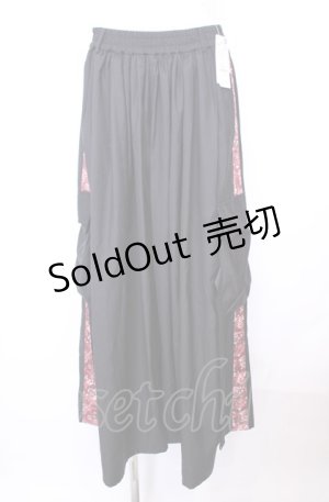 画像: AXES-X / 陰陽師サイドライン袴パンツ M クロ×エンジ O-25-07-31-023-AX-PA-OW-OS