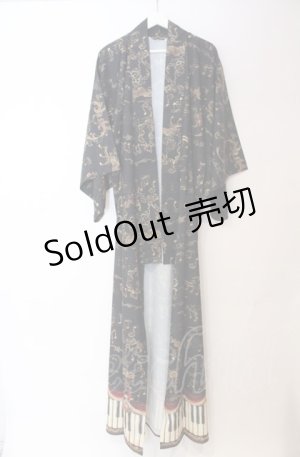 画像: Enchantlic Enchantilly / アンティークエレガンスピアノ柄　浴衣  クロ O-25-08-02-001-LO-OP-OW-ZT074