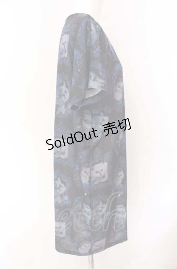 画像3: Enchantlic Enchantilly / 猫の王女達の肖像画カットソーワンピース  ブルー O-25-08-02-024-LO-OP-OW-OS (3)