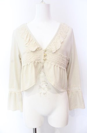 画像: axes femme / 袖切替えレース使いボレロ M キナリ O-25-08-02-033-AX-TO-OW-OS
