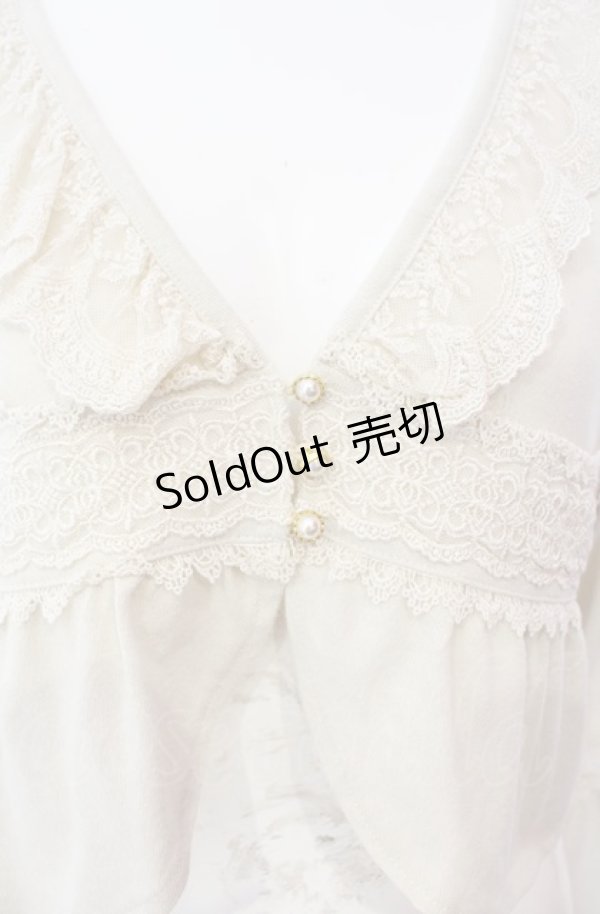画像2: axes femme / 袖切替えレース使いボレロ M キナリ O-25-08-02-033-AX-TO-OW-OS (2)