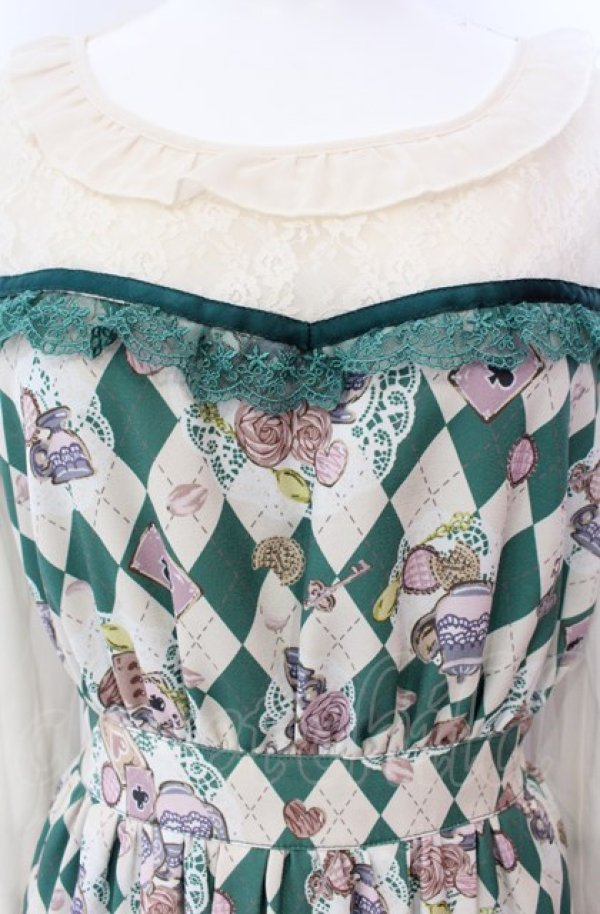 画像2: axes femme POETIQUE / Alice Tea Partyワンピース M グリーン O-25-08-02-035-AX-OP-OW-OS (2)
