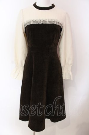画像: axes femme POETIQUE / コーデュロイ切り替えワンピース M ブラウン×キナリ O-25-08-02-040-AX-OP-OW-OS