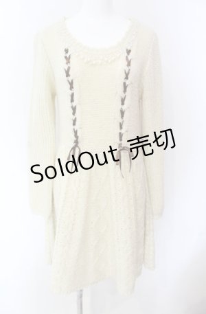 画像: axes femme / アラン編みシャギーニットワンピース M キナリ O-25-08-02-042-AX-OP-OW-OS