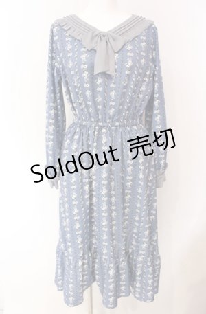 画像: axes femme POETIQUE / フラワーレトロワンピース M アオ O-25-08-02-044-AX-OP-OW-OS