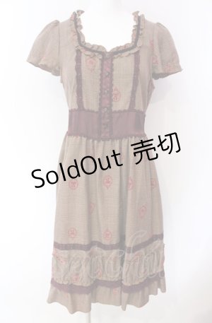 画像: axes femme / フロッキーグレンチェックワンピース M ブラウン×ワイン O-25-08-02-047-AX-OP-OW-OS