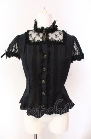 画像: Angelic Pretty / ロマンティック立ち襟ボウタイブラウス  クロ O-25-08-02-051-AP-BL-IG-OS