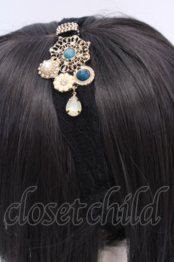 画像2: axes femme / レースビジューヘアバンド  クロ O-25-08-02-1035-AX-AC-IG-OS (2)