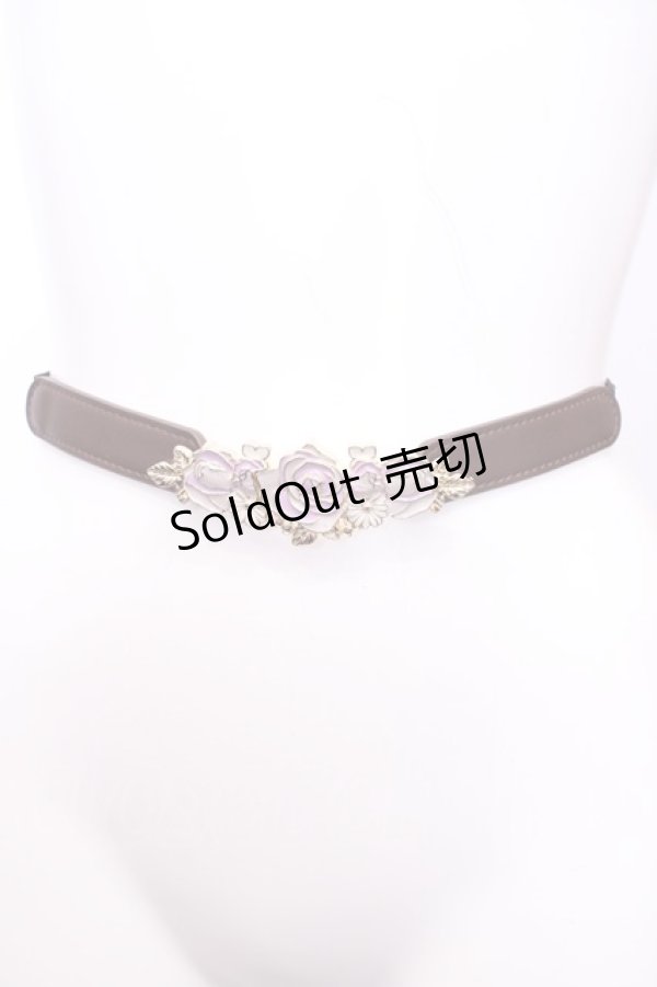 画像1: axes femme / ブーケデザイン細ゴムベルト  ラベンダーブラウン O-25-08-02-1036-AX-ZA-IG-ZT450 (1)