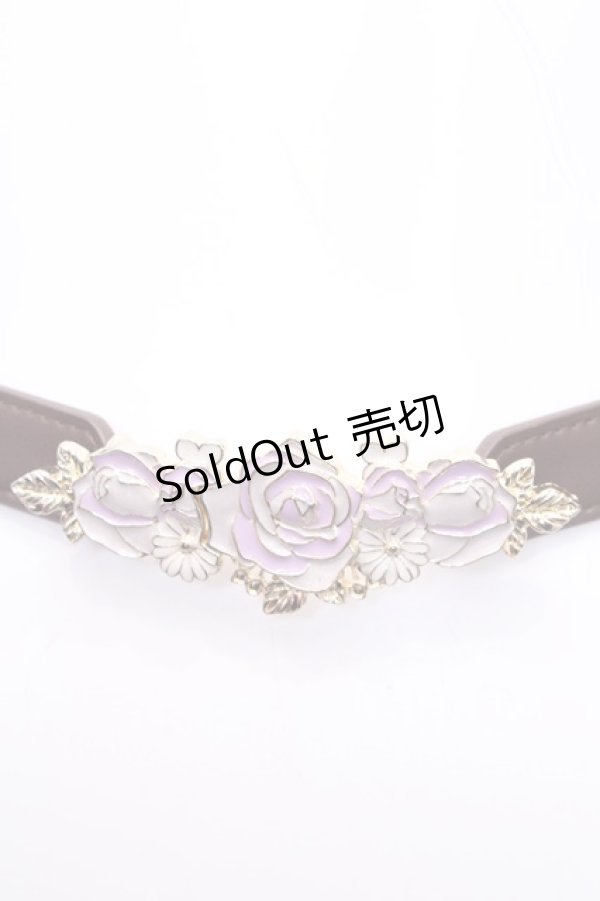 画像2: axes femme / ブーケデザイン細ゴムベルト  ラベンダーブラウン O-25-08-02-1036-AX-ZA-IG-ZT450 (2)