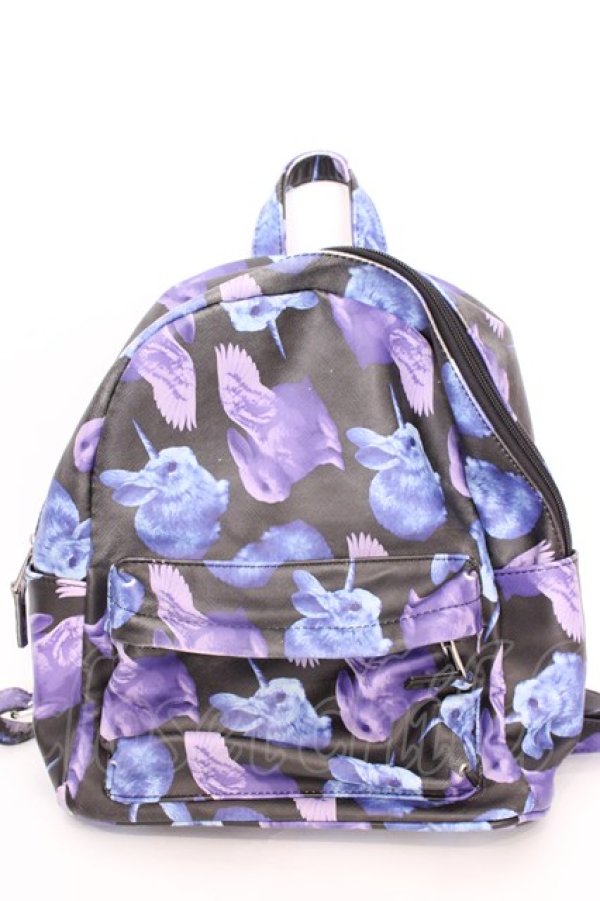画像1: LISTEN FLAVOR / 幻のウサギ総柄バックパック  ブラック×ブルー×パープル O-25-08-02-1006-PU-BG-IG-OS (1)