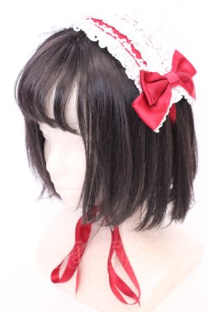画像: BABY,THE STARS SHINE BRIGHT / レースフリルリボンヘッドドレス  えんじ×シロ O-25-08-02-1012-BA-AC-IG-OS