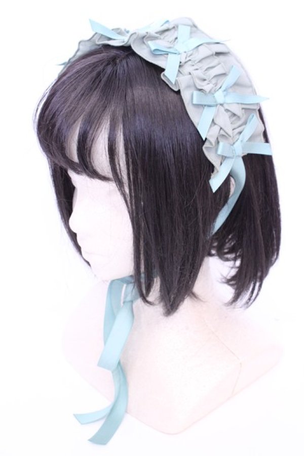画像1: Chalmiere / フリルヘッドドレス  グリーン O-25-08-02-1013-LO-AC-IG-OS (1)