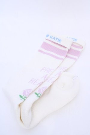 画像: Katie / PRETTY AT HEART skate socks ソックス  シロ×ピンク O-25-08-02-1022-LO-ZA-IG-OS
