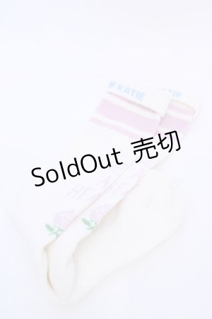 画像: Katie / PRETTY AT HEART skate socks ソックス  シロ×ピンク O-25-08-02-1022-LO-ZA-IG-ZT450