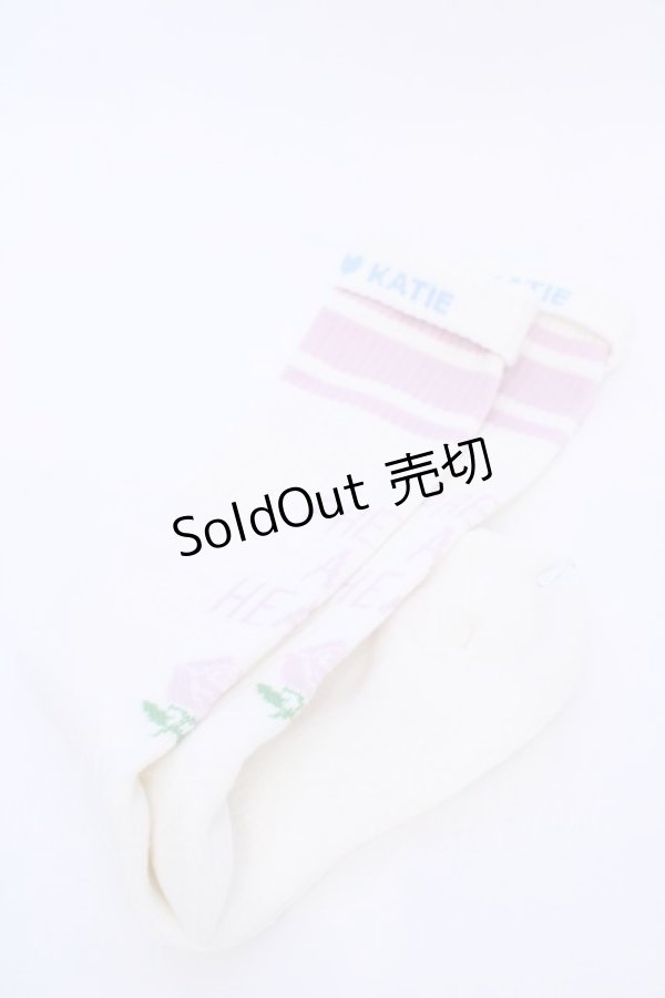 画像1: Katie / PRETTY AT HEART skate socks ソックス  シロ×ピンク O-25-08-02-1022-LO-ZA-IG-ZT450 (1)