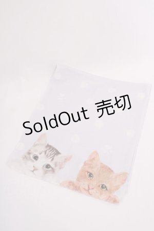 画像: axes femme / ドット×ネコひんやりストール  サックス O-25-08-02-1024-AX-ZA-IG-OS