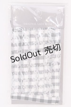 画像: axes femme / ギンガム×花柄レースマスク  クロ O-25-08-02-1025-AX-ZA-IG-ZT450
