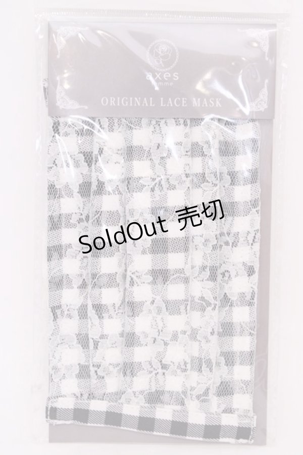 画像1: axes femme / ギンガム×花柄レースマスク  クロ O-25-08-02-1025-AX-ZA-IG-ZT450 (1)