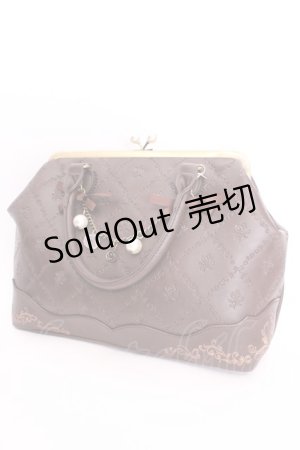 画像: axes femme / 薔薇型押しがま口バッグ 33×26×13cm ブラウン O-25-08-02-1003-AX-BG-IG-OS