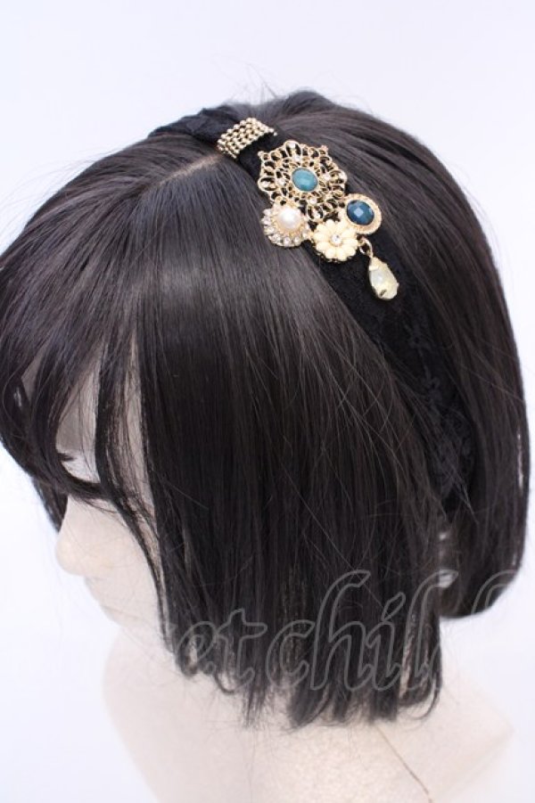 画像1: axes femme / レースビジューヘアバンド  クロ O-25-08-02-1035-AX-AC-IG-OS (1)