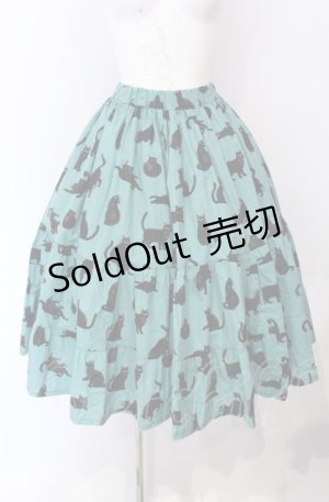 画像: Physical Drop / ふてくされ猫柄スカート  グリーン O-25-08-02-007-LO-SK-IG-OS