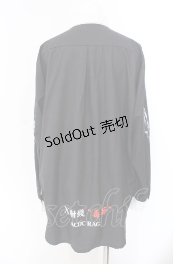 画像3: First Label / いちごボーンシャツ  ブラック×ホワイト O-25-08-02-070-PU-BL-IG-OS (3)