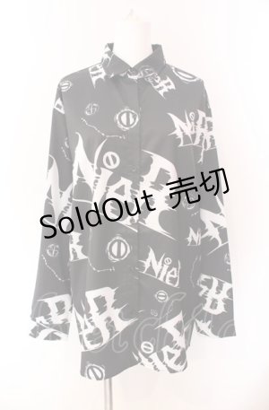 画像: NieR Clothing / ORIGINAL Y-Shirt シャツ  ブラック×ホワイト O-25-08-02-072-PU-BL-IG-OS