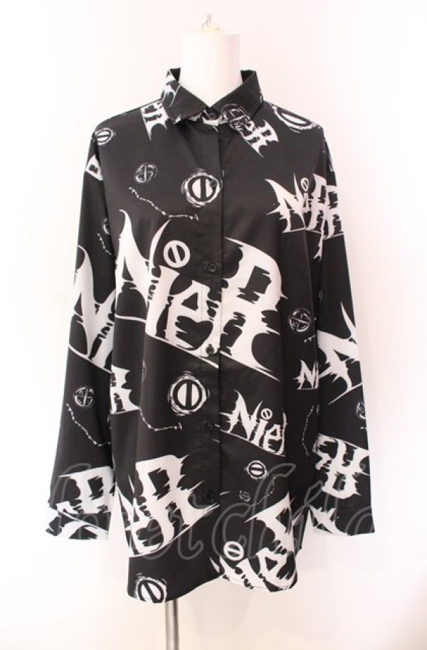 画像1: NieR Clothing / ORIGINAL Y-Shirt シャツ  ブラック×ホワイト O-25-08-02-072-PU-BL-IG-OS (1)