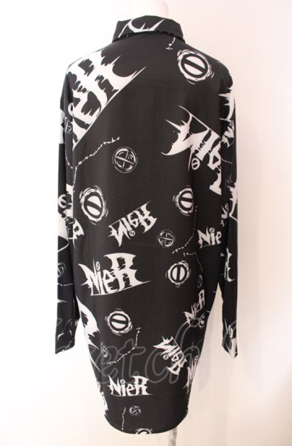 画像2: NieR Clothing / ORIGINAL Y-Shirt シャツ  ブラック×ホワイト O-25-08-02-072-PU-BL-IG-OS (2)