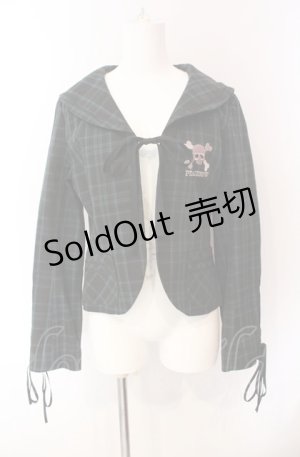 画像: PEACE NOW / スカル刺繍セーラージャケットボレロ  グリーン×ブラック O-25-08-02-073-PU-JA-IG-OS