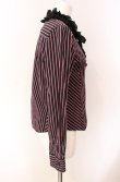 画像3: ALGONQUINS / クラウン刺繍ストライプブラウス  ブラック×ピンク O-25-08-02-079-AL-BL-IG-OS (3)