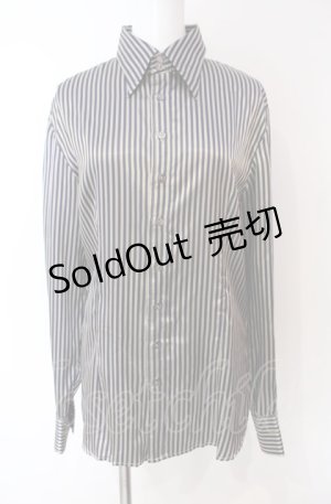 画像: GADGET GROW / サテンストライプブラウス  ベージュ×ネイビー O-25-08-02-082-GO-BL-IG-OS