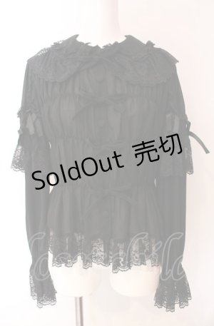 画像: metamorphose / シャーリングリボンブラウス(ジョーゼット)  クロ O-25-08-02-083-ME-BL-IG-OS