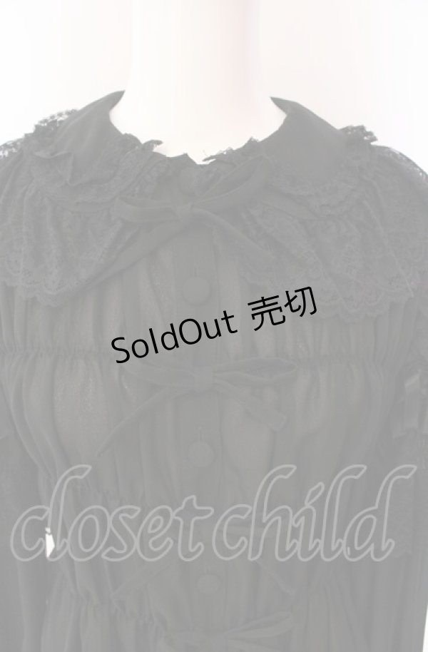 画像2: metamorphose / シャーリングリボンブラウス(ジョーゼット)  クロ O-25-08-02-083-ME-BL-IG-OS (2)