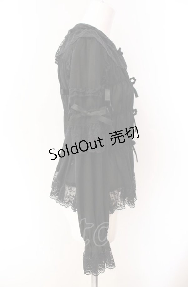 画像3: metamorphose / シャーリングリボンブラウス(ジョーゼット)  クロ O-25-08-02-083-ME-BL-IG-OS (3)