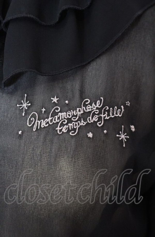 画像2: metamorphose / 刺繍入りジョーゼットブラウス  クロ O-25-08-02-084-ME-BL-IG-OS (2)