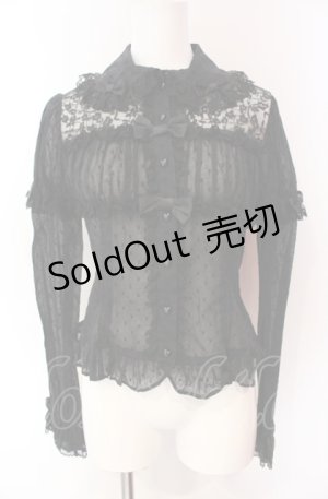 画像: Angelic Pretty / 胸元シャーリングレーシィブラウス  クロ O-25-08-02-089-AP-BL-IG-OS