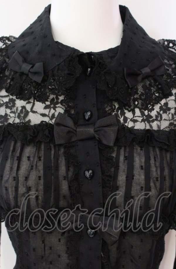 画像2: Angelic Pretty / 胸元シャーリングレーシィブラウス  クロ O-25-08-02-089-AP-BL-IG-OS (2)