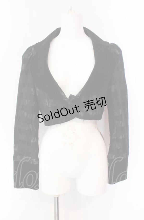 画像1: BPN / レース配色別珍襟チェックジャケット  ブラック O-25-08-02-090-GO-JA-IG-OS (1)