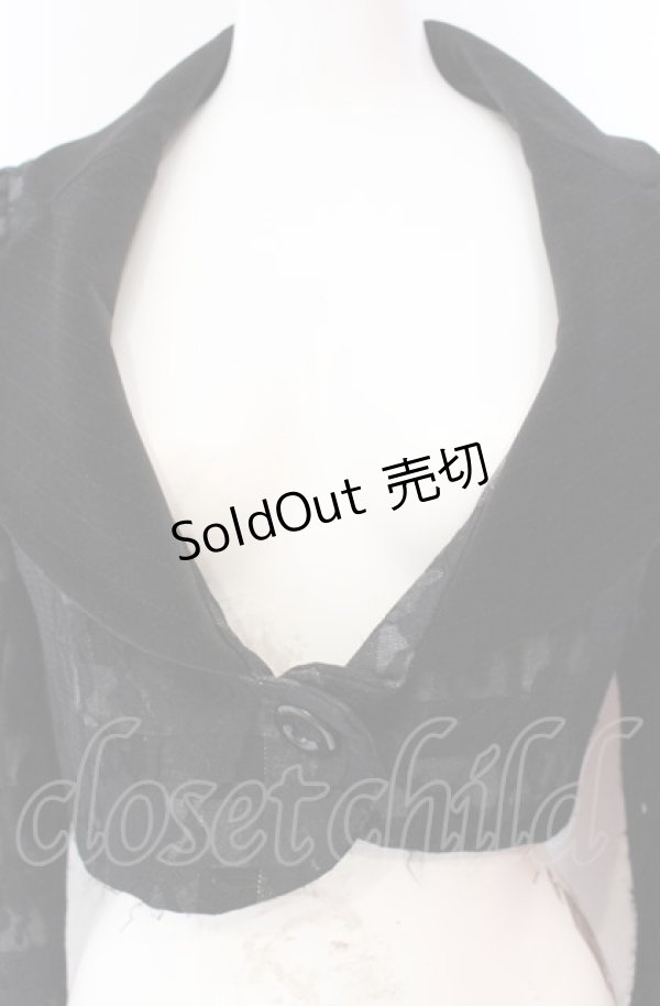 画像2: BPN / レース配色別珍襟チェックジャケット  ブラック O-25-08-02-090-GO-JA-IG-OS (2)
