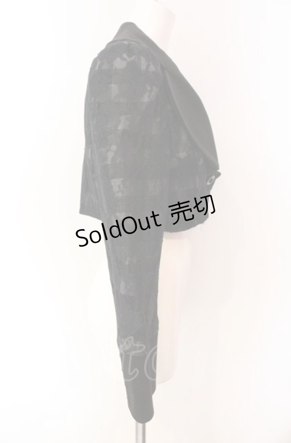 画像3: BPN / レース配色別珍襟チェックジャケット  ブラック O-25-08-02-090-GO-JA-IG-OS (3)