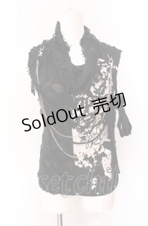 画像: ACDC RAG / スカルプリントオパールダメージタンクトップ  ブラック O-25-08-02-092-PU-TO-IG-OS