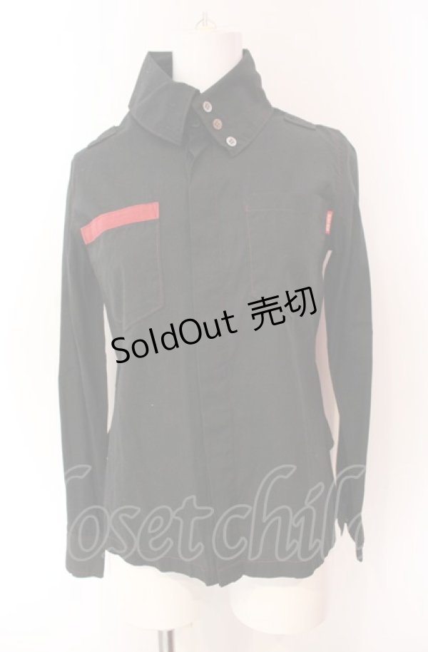 画像1: HERE THERE / ステッチブラウス  ブラック×レッド O-25-08-02-094-PU-BL-IG-ZS (1)