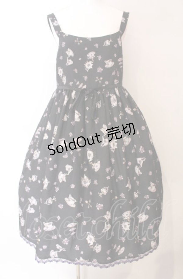 画像1: Enchantlic Enchantilly / すみれのお茶会エレガントジャンパースカート  クロ O-25-08-02-010-LO-OP-OW-OS (1)