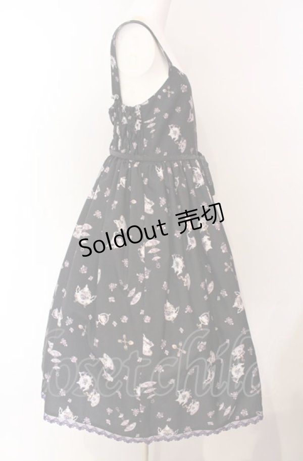 画像3: Enchantlic Enchantilly / すみれのお茶会エレガントジャンパースカート  クロ O-25-08-02-010-LO-OP-OW-OS (3)